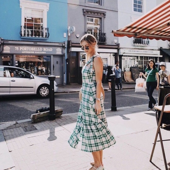 Zara Green Checkered Plaid Maxi dress XS - Picture 6 of 6